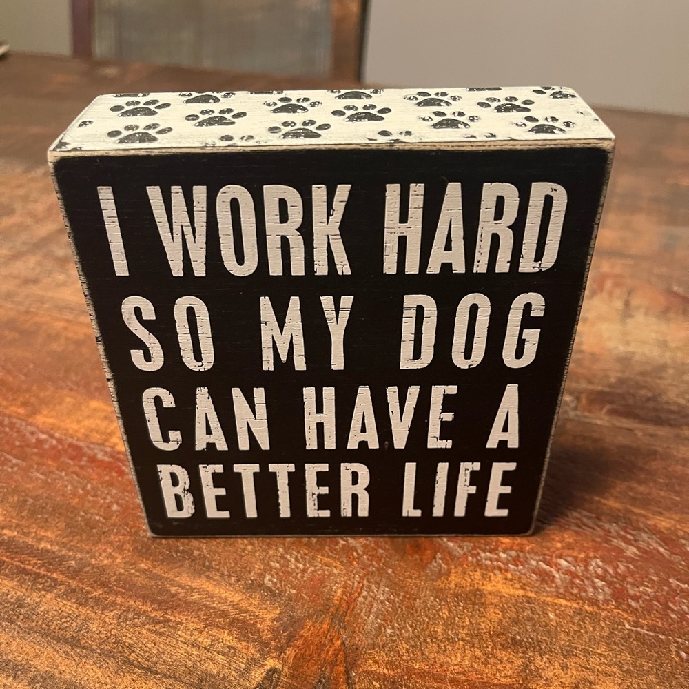 Primitives by Kathy Black and White Dog Sign